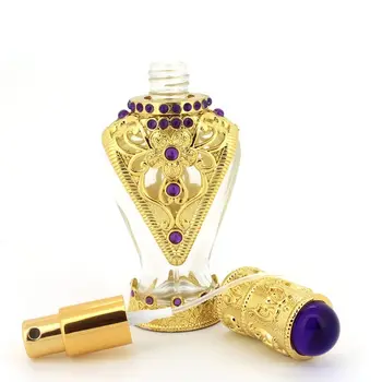 50 МЛ Занаятите Gifts Gold Може да се запълни отново парфюм в арабски стил ретро Стъклен флакон със спрей флакон етерично масло