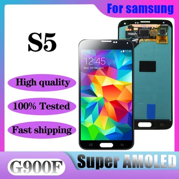 Super AMOLED LCD Дисплей За Samsung S5 G900F G900M G900A G900T LCD дисплей С touch Screen Digitizer В Събирането на Замяна