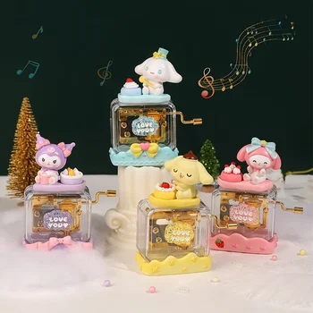 Sanrio Креативна Ръчно Мультяшная Музикална Ковчег Cinnamoroll Pom Pom Purin My Melody Kuromi Украса на работния плот Подарък за рожден Ден за Момиче