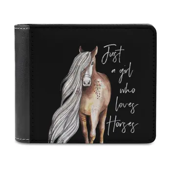 Просто момиче, което обича коне-Дизайн кожа кесията за любителите на коне За мъже в Чантата си Пари Скоби за коне, езда Кон
