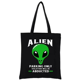 Чанта-тоут Alien Garage Parking с графичен принтом, чанти-шоппинги с извънземни принтом, модни дамски чанти за жени, ежедневни чанти-тоутеры