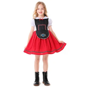 Детски Немски костюм на Октоберфест за момичета, cosplay прислужница на Бирения фестивал, Баварска традиционната рокля Дирндль