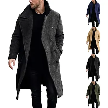 Зимни вълнени палта с джобове, мъжко дебели палта, мъжки дебели якета средна дължина за мъже, костюми за мъже Зима