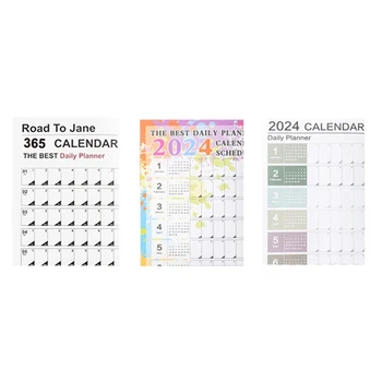 3ШТ Стенен календар в 2024 година, календар-плакат на 365 дни, сгъваема за училище, офис 29.2X20.7 инча