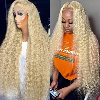 13x6 HD Перука на дантели Бразилски Реми 613 Меден Blond Дълбока вълна от 250 Плътност на Човешка коса за жени
