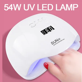 54 W SUN XS UV-Лампа LED Two Hands UV-Led Сушилня За Нокти, Гел Лампа За Нокти Бързосъхнеща Интелигентен Сензор за Време С LCD Дисплей За Втвърдяване на Гела