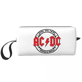 Обичай високо напрежение AC DC Чанта За Тоалетни Принадлежности, Дамски Рок-Хеви-Метъл Група Козметичен Органайзер За Грим Lady Beauty Storage Dopp Box Kit