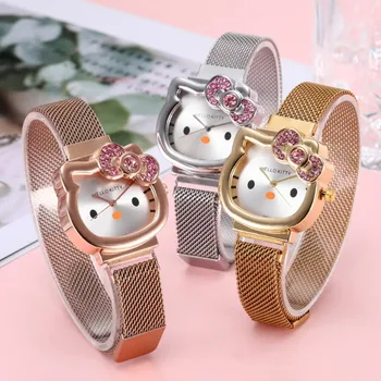 Ръчен часовник Sanrio Hello Kitty, подаръци за рожден ден за момичета, студентски часовници, дамски електронни Часовници с 3 тактами, безплатна доставка, часовници Kawaii