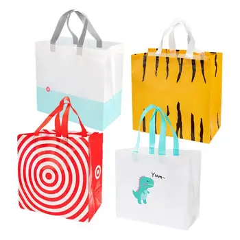 Сгъваеми тъкани торби-тоут с дръжки, 5 бр. Ръкавни подарък пакети за супермаркет, Преносима пазарска чанта за закуски за възрастни