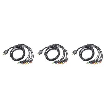 3X Подходящ за Компонентен кабел за PS2/PS3 1,8 М, Идеален за Игри Кабели с Висока резолюция, PS 2/3, Аксесоари
