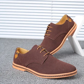Мъжки модел обувки от велур в Големи размери, Лоферы Без закопчалка, Висококачествени Ежедневни Бизнес Мокасини, Модни Официалната обувки DM-144