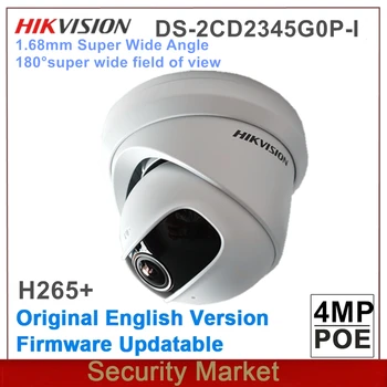 Оригиналната Мрежова Камера Hikvision DS-2CD2345G0P-I 4MP IR 1.68 мм POE с Сверхширокоугольной Фиксирани мини-един стационарен купола