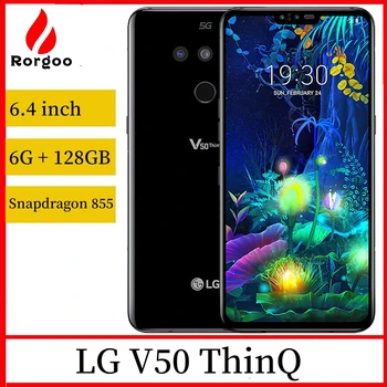 LG V50 ThinQ 4G LTE 5G Мобилен Телефон 6,4 '6 + GB 128 GB ROM Двойна Предна Тройната Камерата с Пръстови Отпечатъци Отключени Оригинален Мобилен Телефон