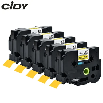 Cidy 5 бр./лот 24 мм, TZe-S651 tze S651 tz-S651 TZ S651 Черен цвят на жълт за принтер за етикети p-touch label maker