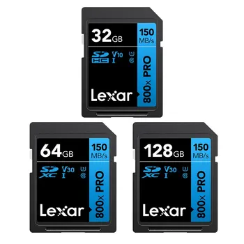 Lexar SD Card 800X Pro 128 GB 64 GB 32 GB Карта Памет Classe 10 3D, 4K V30 Видео Високоскоростен Капацитет UHS-I 150 MB/si Карта за Фотоапарат