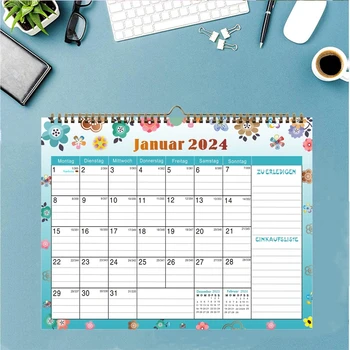 Стенни Календари Немски Календар на 2024 година Планер график Декоративен Офис календар