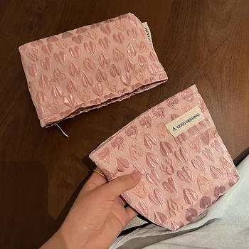 Косметичка Sweet Триизмерна Розова косметичка Love, холщовая чанта за пране, пътна Корейска версия за момичета, чанти за съхранение на козметиката