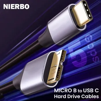 Кабел NIERBO USB C-Micro B Кабели За Твърдия диск В Оплетке USB 3.0 Type C-Конектор Micro B за MacBook Toshiba Canvio