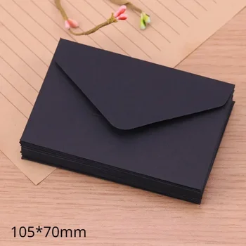 10-100 бр класически черен мини-хартиени пликове с крафт-писма, плик за покани за сватба, подарък пакет