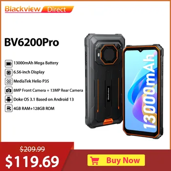 Blackview BV6200 Pro Хелио P35 Android 13 Здрав Celular 6,56 