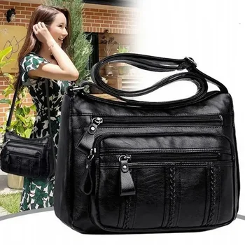 Цветна мека чанта през рамо с множество джобове, однотонная чанта, дамска чанта от изкуствена кожа, с висококачествена чанта през рамо, ежедневни кожена дамска чанта през рамо, нова