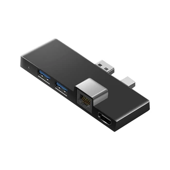 За Surface Pro 4 5 6 Зарядно устройство-hub с устройство за четене на карти памет, съвместим с 4K, HDMI, Gigabit Ethernet, 2 USB порта 3.1 Gen 1.