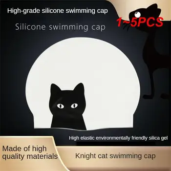 1 ~ 5ШТ плувни силиконови непромокаеми трайни шапки за еднократна употреба за плуване, Бански