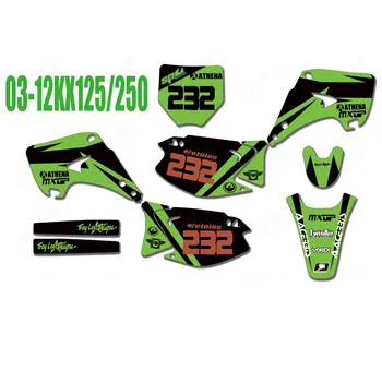 Безплатни Комплекти стикери с индивидуална графика за Kawasaki KX125 KX250 2003 2004 2005 2006 2007 2008 2009 2010 2011 2012 KX 125