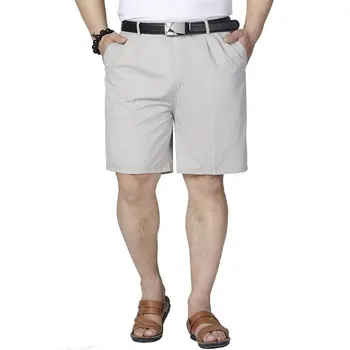 По-големи размери 29-42, мъжки къси панталони, Летни Модни Ежедневните Бизнес Бермуда, Памучни Къси панталони за бащата на средна възраст, Каки, Бежово, Черно
