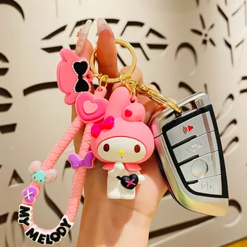 Sanrio Сладко чанта My Melody Окачване Творчески кола ключодържател, украсени с аксесоари Двойка гурме изненади Малки подаръци